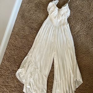 White strapless flowy jumpsuit